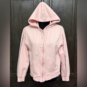 New York Laundry Pink with white & black Stripes zip up hoodie jacket -Size XL